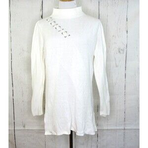 Chico's Zenergy Women's Tunic Sweater Ribbed Knit Mock Neck Ivory Size 3 (XL/16)